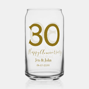 Vaso Con Forma De Lata Feliz 30 aniversario fecha de la cita dorada negri