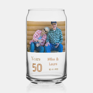 Vaso Con Forma De Lata Feliz 50 aniversario agregar nombre de la pareja f