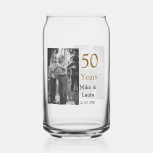 Vaso Con Forma De Lata Feliz 50° aniversario agregar pareja fecha de matr