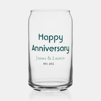 Vaso Con Forma De Lata Feliz aniversario boda nombre fecha año simple mi