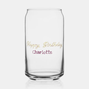Vaso Con Forma De Lata feliz cumpleaños amarillo marrón pastel moderno tr