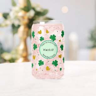 Vaso Con Forma De Lata Feliz Día de San Patricio con Clovers