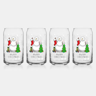 Vaso Con Forma De Lata Feliz Navidad 2 Árbol reaccionando a Snowman