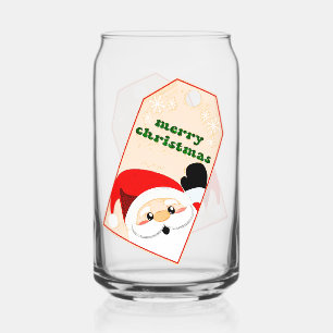 Vaso Con Forma De Lata Feliz Navidad de Papá Noel Etiqueta de Regalo