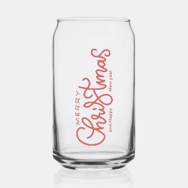 Vaso Con Forma De Lata Feliz Navidad Glass | Drinkware de vacaciones fest