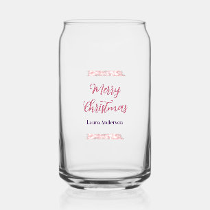 Vaso Con Forma De Lata feliz navidad rojo rosa brillo líneas nombre retro