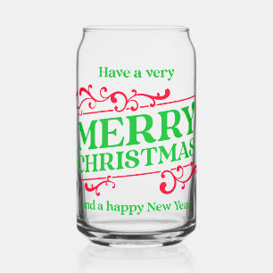 Vaso Con Forma De Lata Feliz Navidad y Feliz Año Nuevo Puede Vidrio