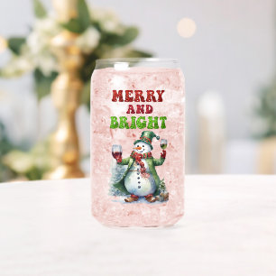 Vaso Con Forma De Lata Feliz y brillante Snowman