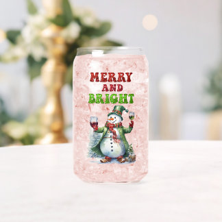 Vaso Con Forma De Lata Feliz y brillante Snowman