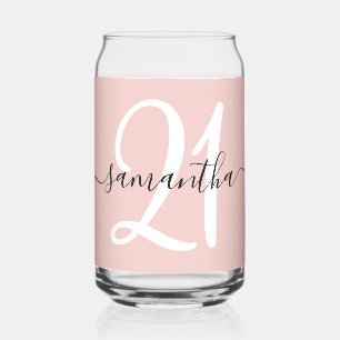 Vaso Con Forma De Lata Femenina Firma Personalizada Número 21 Rubor