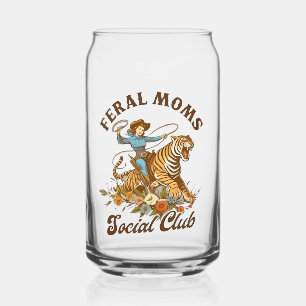 Vaso Con Forma De Lata Feral Mom Social Club Funny Retro Boho Cowgirl