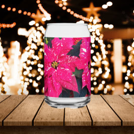 Vaso Con Forma De Lata Festividades de Poinsettias Variadas Rojas