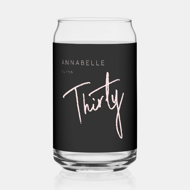 Vaso Con Forma De Lata Fiesta de cumpleaños moderna 30 treinta trigésima (Anverso)