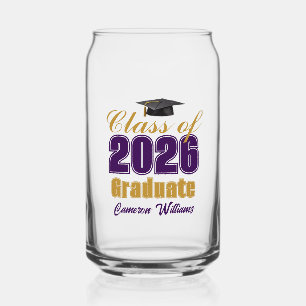 Vaso Con Forma De Lata Fiesta de Graduación de la Clase de Oro Púrpura 20