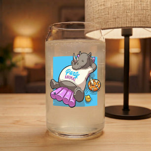 Vaso Con Forma De Lata Fiesta de Rinoceronte Relajado Animal Divertido Di