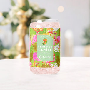 Vaso Con Forma De Lata Flamingo Jardín Tropical Verde Brillante