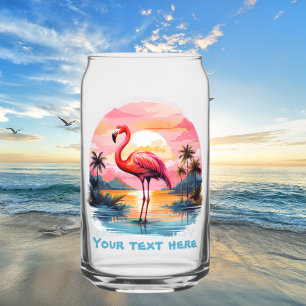 Vaso Con Forma De Lata Flamingo rosa de la playa de arena fina añadir tex