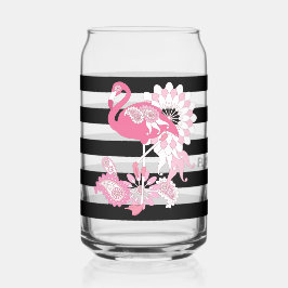 Vaso Con Forma De Lata Flamingo Vibes solo Flamingo franja blanca y negra