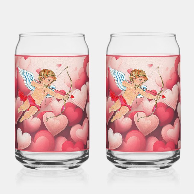 Vaso Con Forma De Lata Flecha de San Valentín de Vidrio (Anverso)