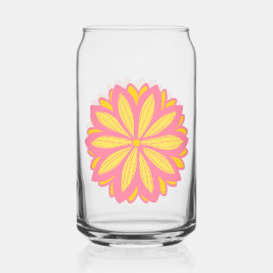 Vaso Con Forma De Lata Flor Amarilla Y Rosa Botánica