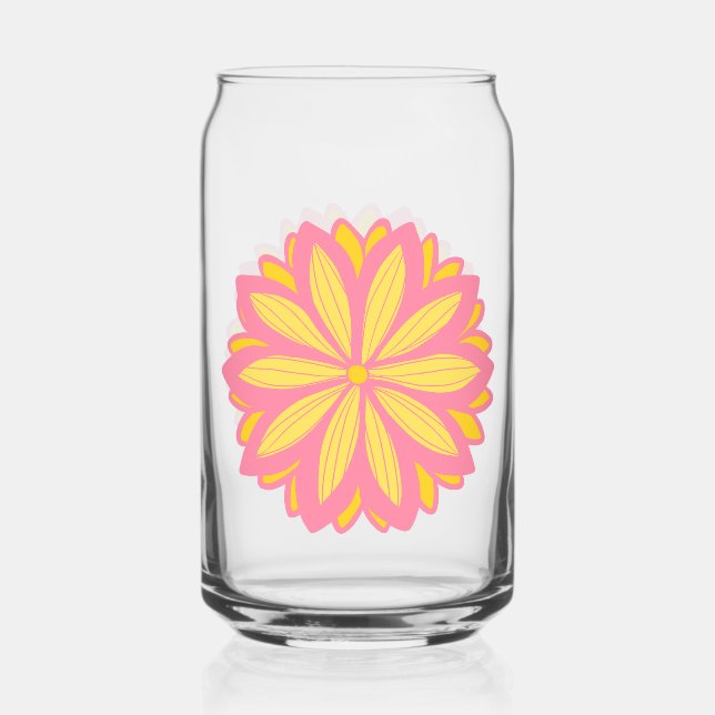 Vaso Con Forma De Lata Flor Amarilla Y Rosa Botánica (Anverso)