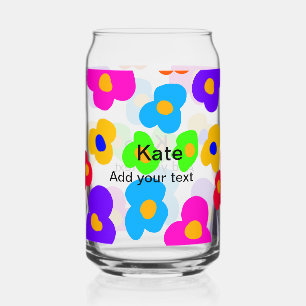 Vaso Con Forma De Lata Flor arcoiris orgullo amor añadir nombre texto lqb