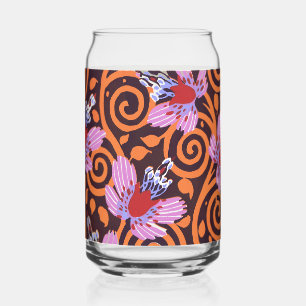Vaso Con Forma De Lata Flor Art Déco con Remolino Vibrante de Rosa y Nara
