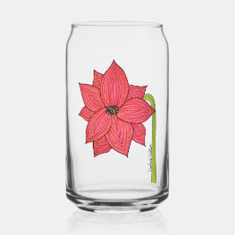 Vaso Con Forma De Lata Flor de Estrella Roja en Blanco