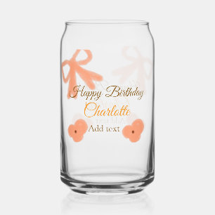 Vaso Con Forma De Lata flor de lazo naranja pastel de cumpleaños nombre