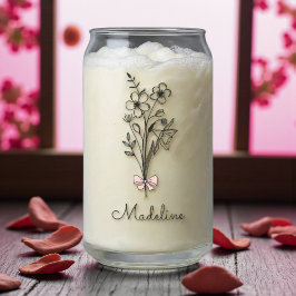 Vaso Con Forma De Lata Flor de Mes de Nacimiento Rosa Personalizada