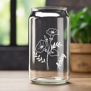 Vaso Con Forma De Lata Flor de nacimiento de septiembre personalizada Glo