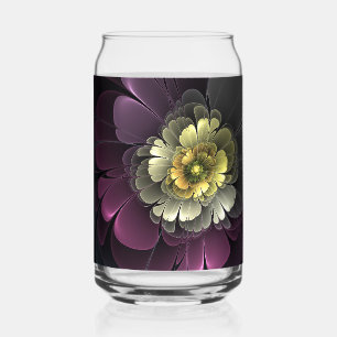 Vaso Con Forma De Lata Flor fractal abstracta moderna purpura gris khaki
