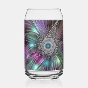 Vaso Con Forma De Lata Flor grande colorida Resumen arte fractal trippy