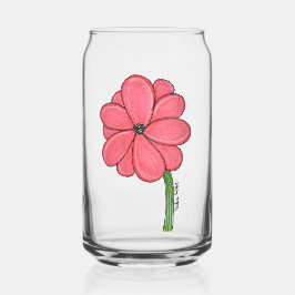 Vaso Con Forma De Lata Flor llena de color rosa