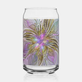 Vaso Con Forma De Lata Floral Colorful Abstract Fractal With Pink & Gold