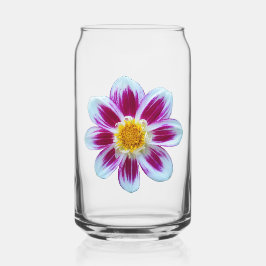 Vaso Con Forma De Lata Floral Dahlia de color rosa y blanco
