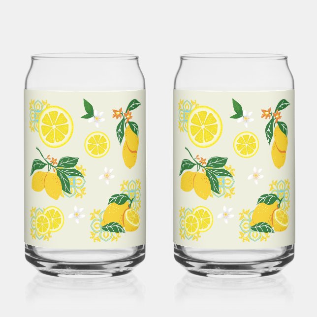 Vaso Con Forma De Lata Floral de Limón (Anverso)