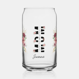 Vaso Con Forma De Lata Floral Mom- Lingby personalizado rosa y crema