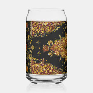 Vaso Con Forma De Lata Floral negro y dorado caído