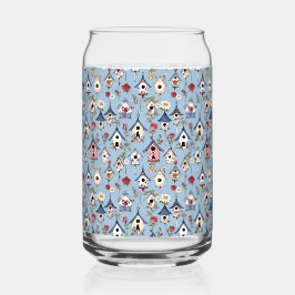 Vaso Con Forma De Lata Floral Patchwork Birdhouses & Sky Blue Background