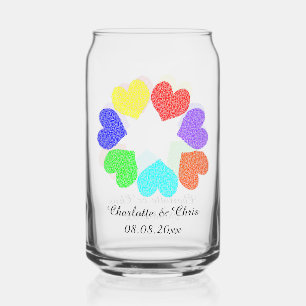 Vaso Con Forma De Lata Floral Rainbow Love Hearts Custom Wedding