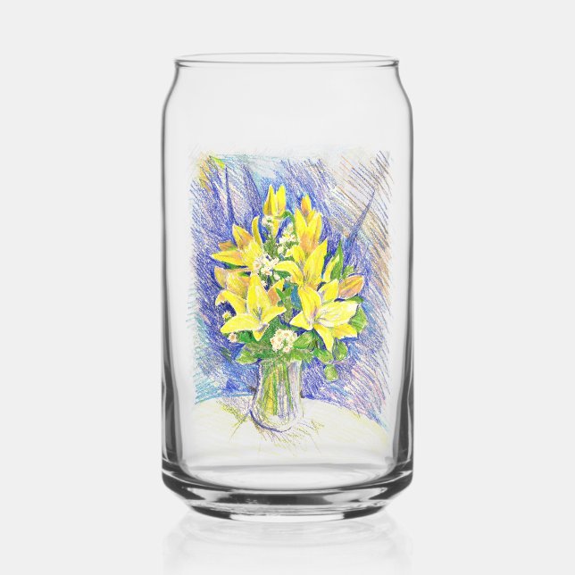 Vaso Con Forma De Lata Flores (Anverso)