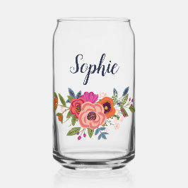 Vaso Con Forma De Lata Flores bohemias en azul marino