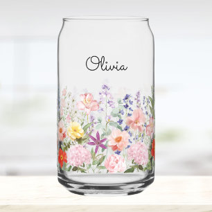 Vaso Con Forma De Lata Flores Bonitas Coloridas Jardín Floral Personaliza
