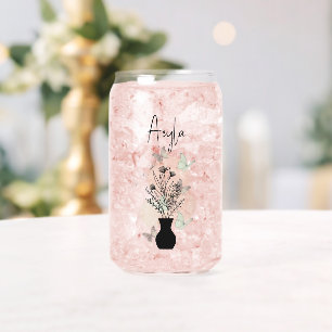 Vaso Con Forma De Lata Flores de arte y mariposas de la línea Cute Boho