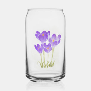 Vaso Con Forma De Lata Flores de croco púrpura de color acuático pintadas