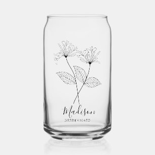 Vaso Con Forma De Lata Flores de Mes de Nacimiento June Honeysuckle Bride