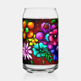Vaso Con Forma De Lata Flores florales al estilo del graffiti caprichoso