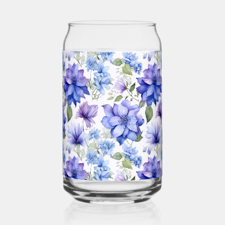 Vaso Con Forma De Lata Flores moradas azules de flores etéreas