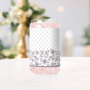 Vaso Con Forma De Lata Flores pequeñas y grandes moradas